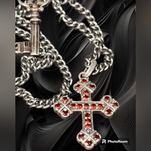 925 beautiful ruby cross necklace